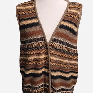 Elegant Multicolor Striped Women's Cardigan Vest